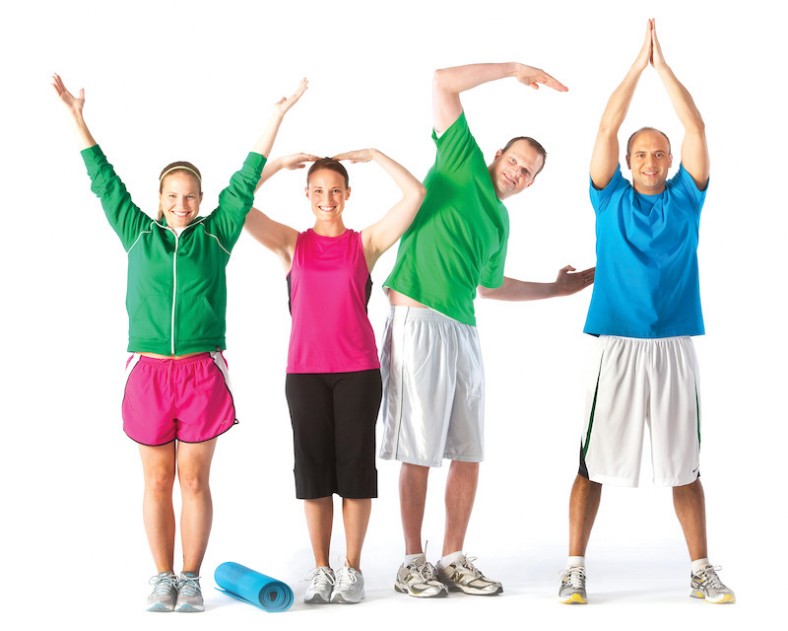 4 people making the "YMCA" gestures with their arms